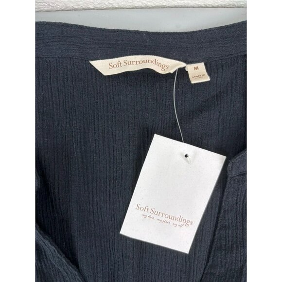 Soft Surroundings women's medium black long sleeve gauzy button up maxi dress - Picture 7 of 8